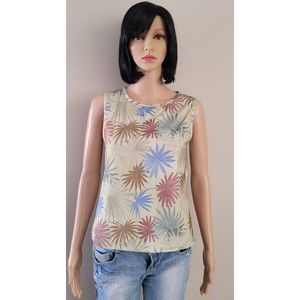 Womens Athleta Size Large Green With Flowers Tank Top